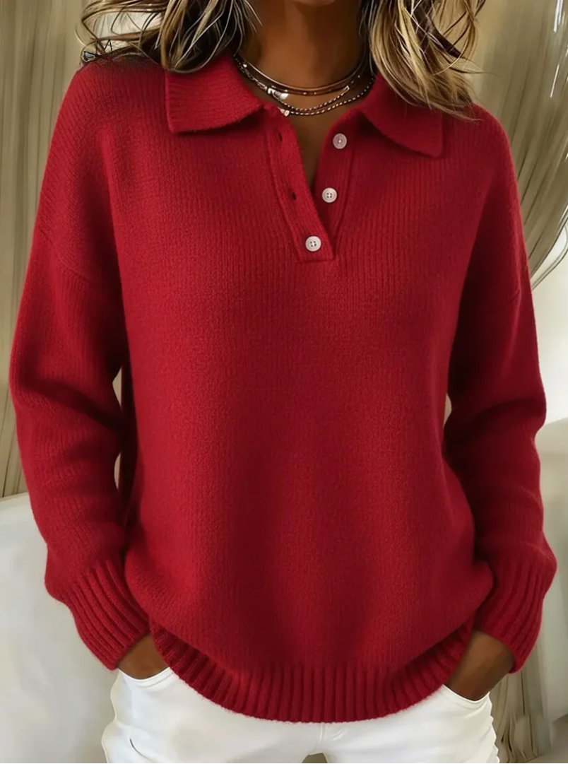 Macy | Soft Knit Polo Sweater