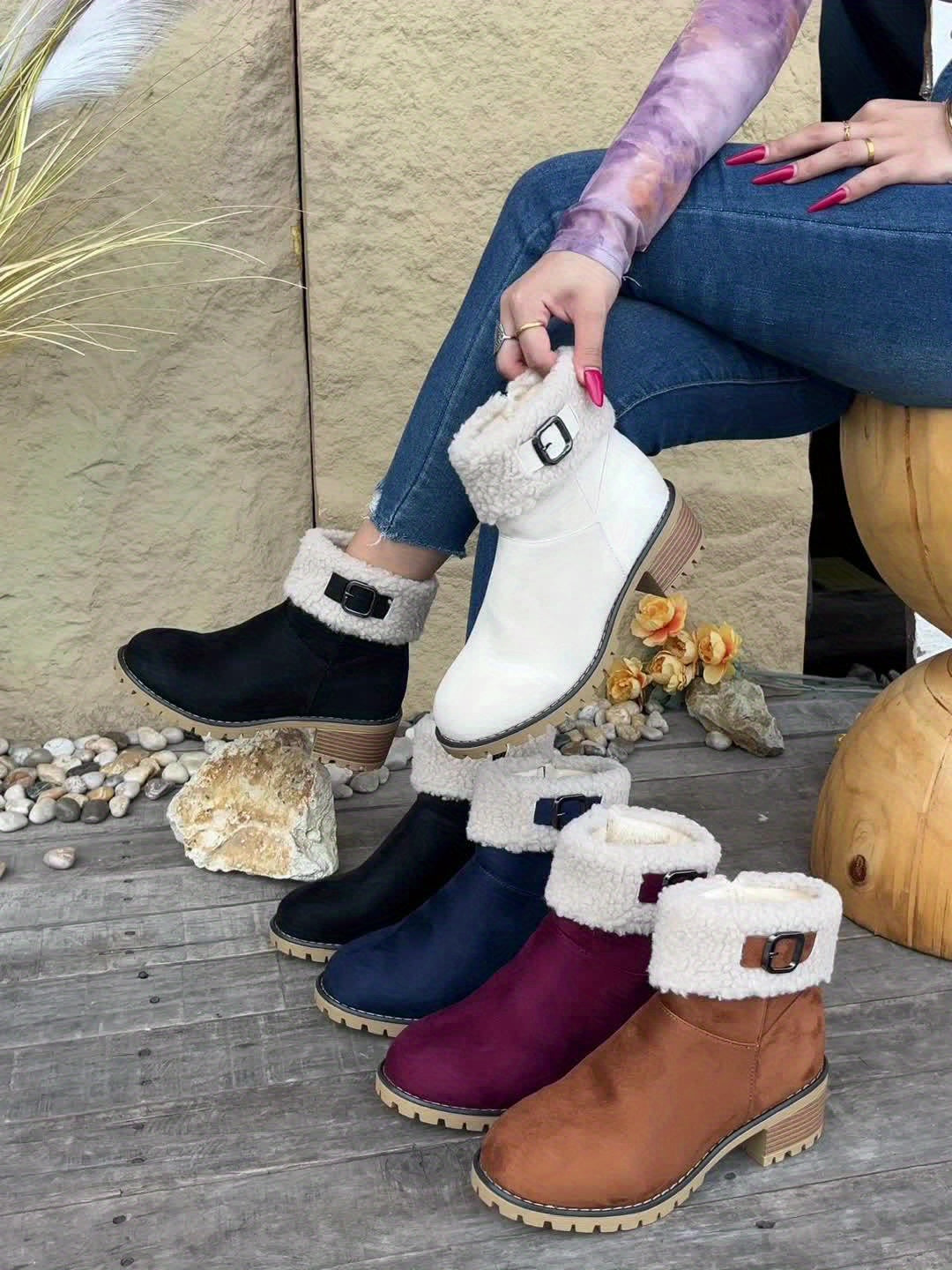 Maison Mary™ | Lynn Warm Fleece-Lined Ankle Boots