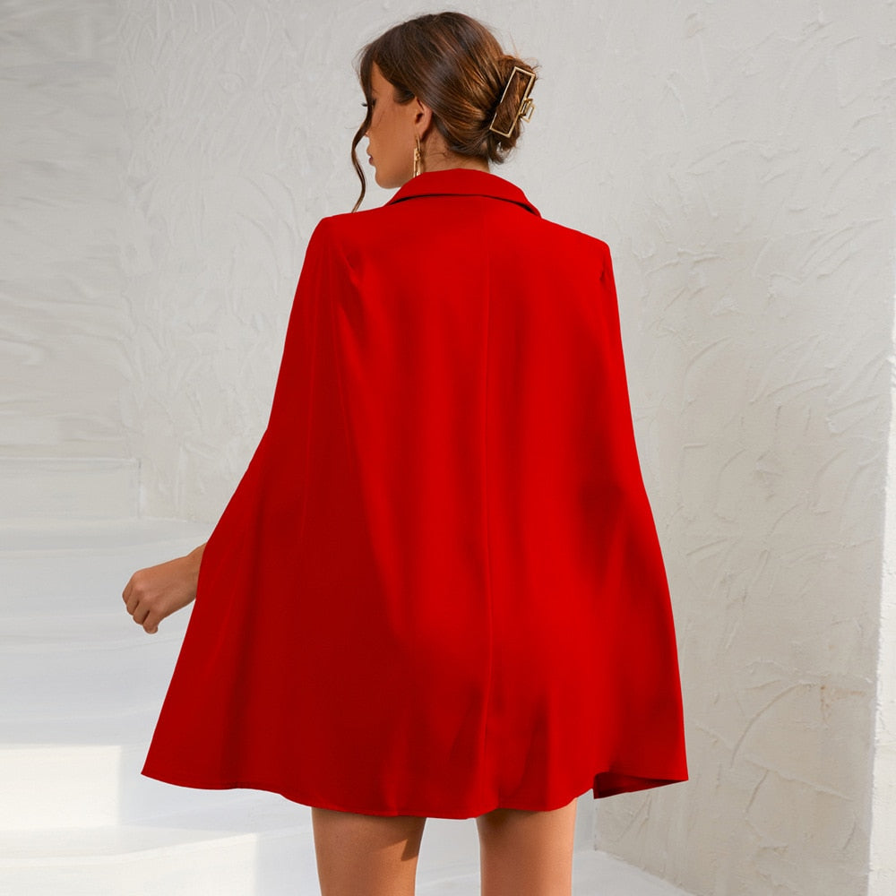 Maison Mary™ | Luxe Cape Blazer With Mini Dress And Belt