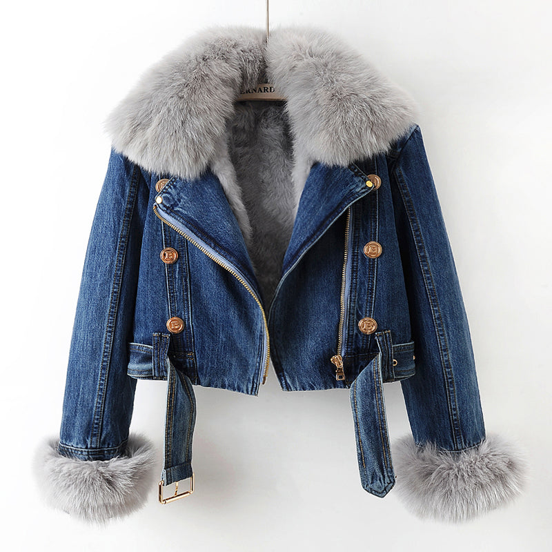 Diana | Luxe Lined Fox Fur Denim Coat