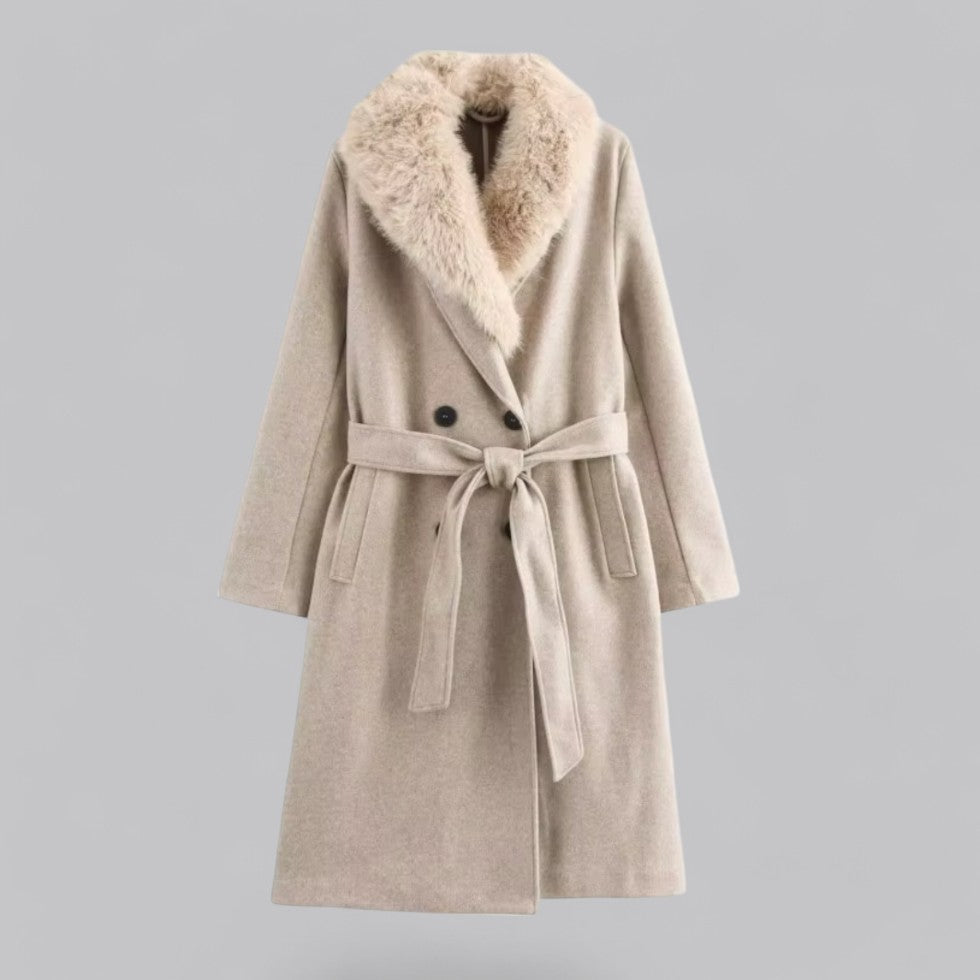 Maison Mary™ | Warm Trench Coat with Faux Fur Collar