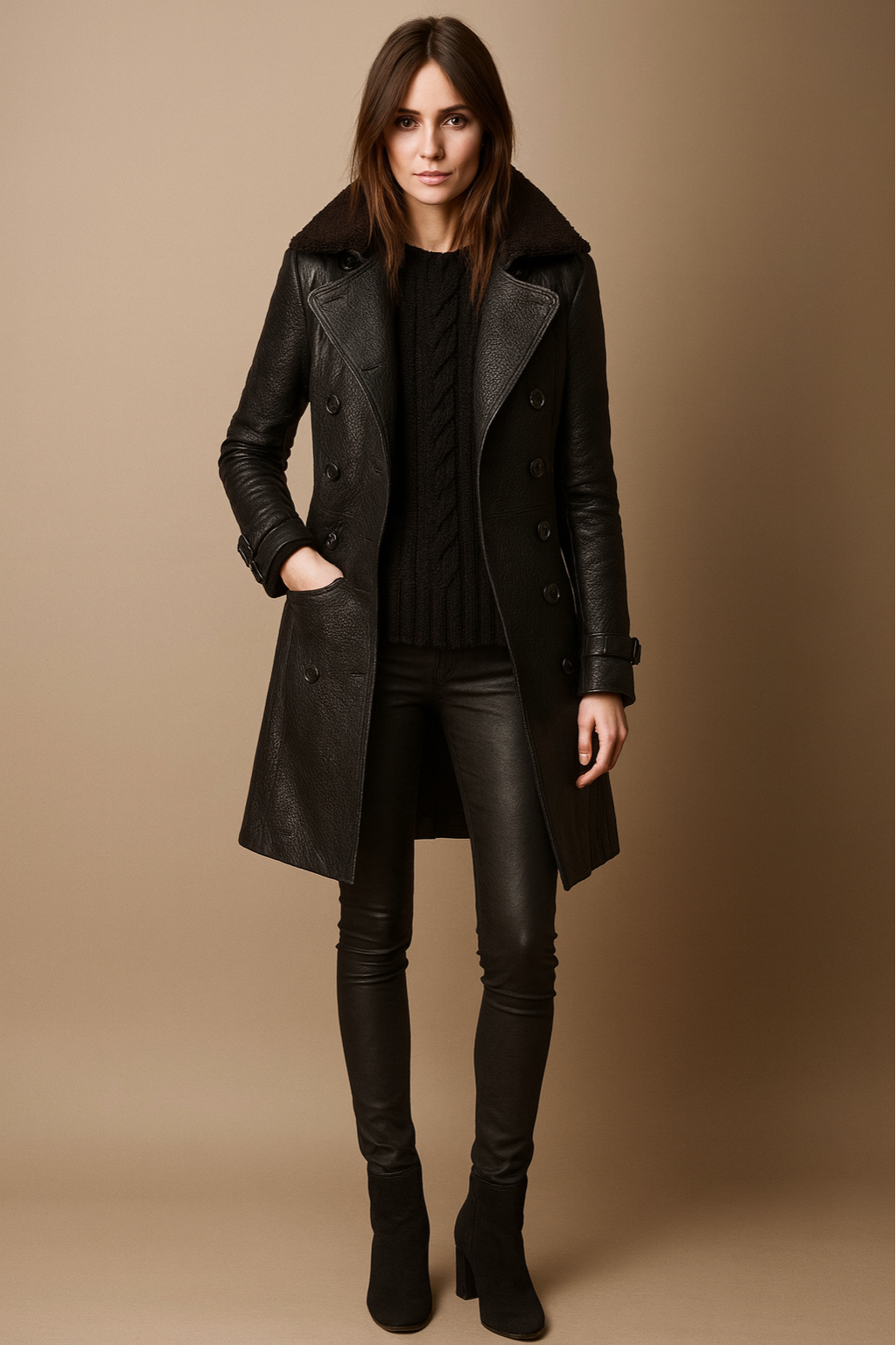 Maison Mary™ | Modern Leather-Look Trenchcoat