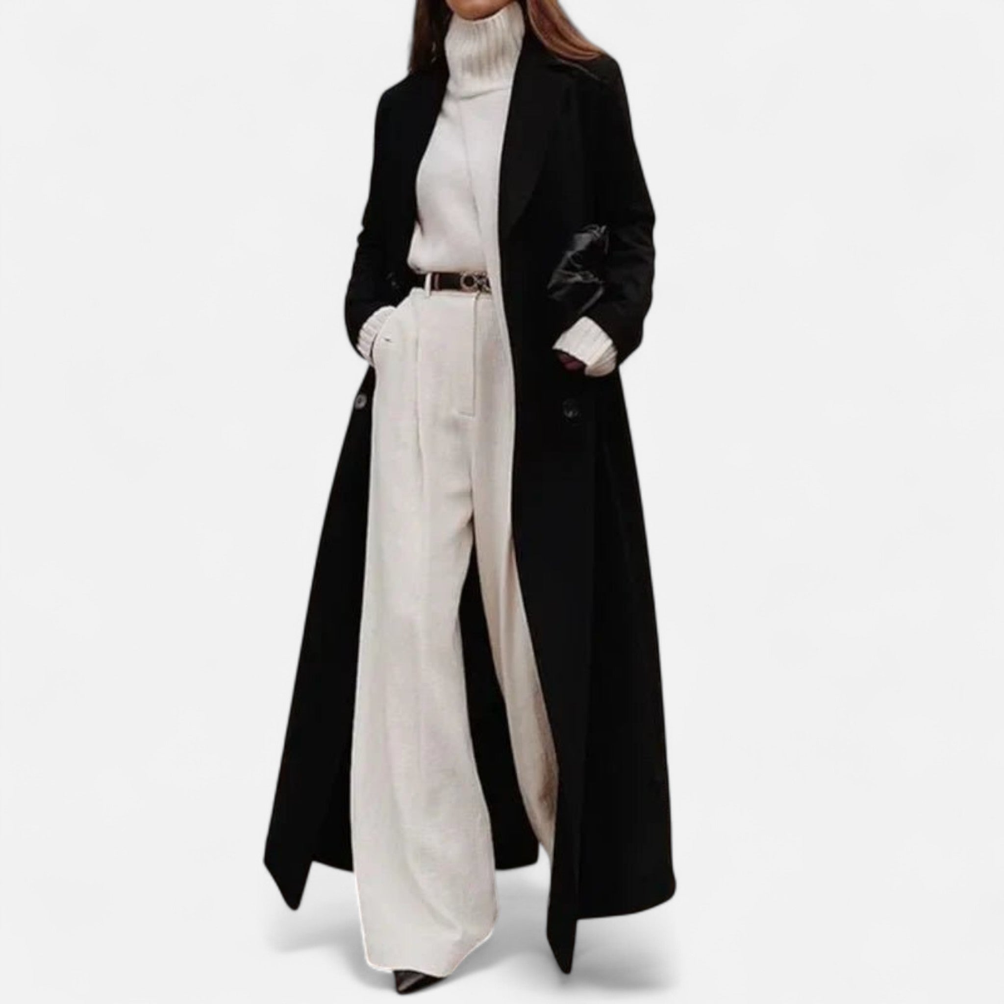 Maison Mary™ | Trendy Black Maxi Overcoat