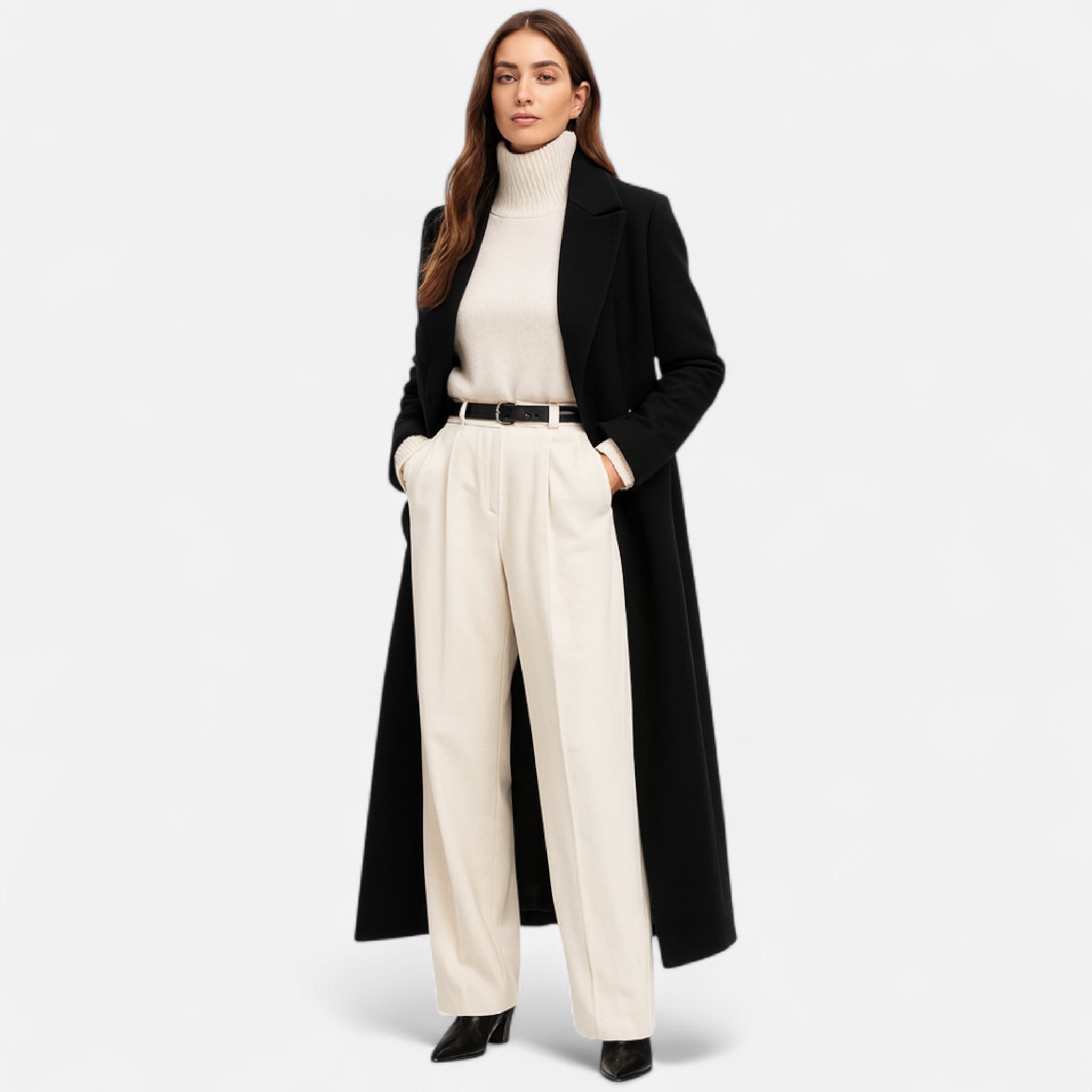 Maison Mary™ | Trendy Black Maxi Overcoat