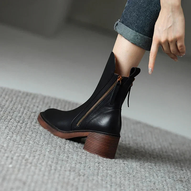 Maison Mary™ | Everyday Block Heel Zip Boots