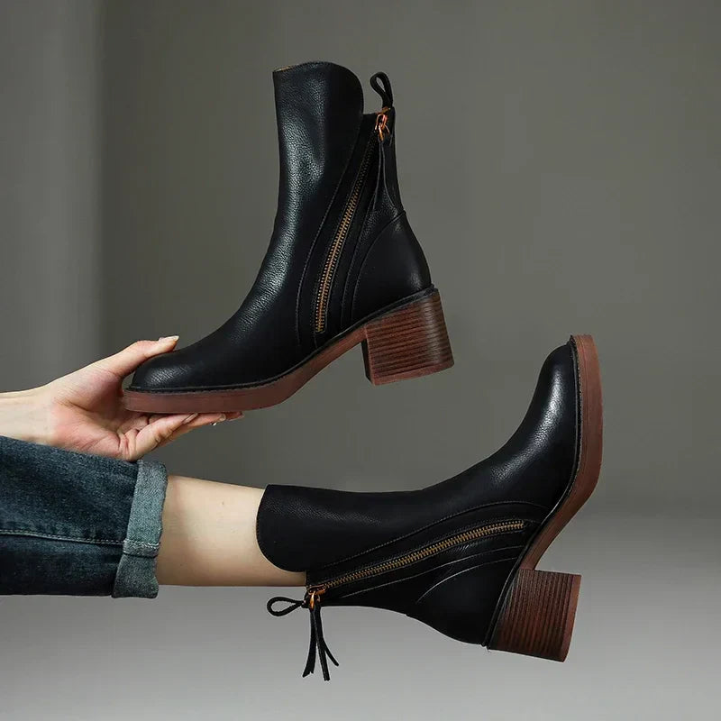 Maison Mary™ | Everyday Block Heel Zip Boots