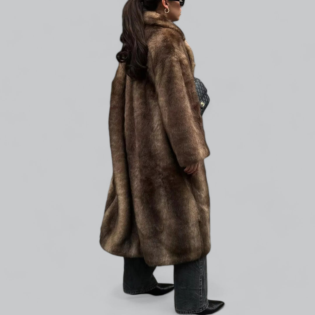 Maison Mary™ | Luxe Dark Brown Faux Fur Coat