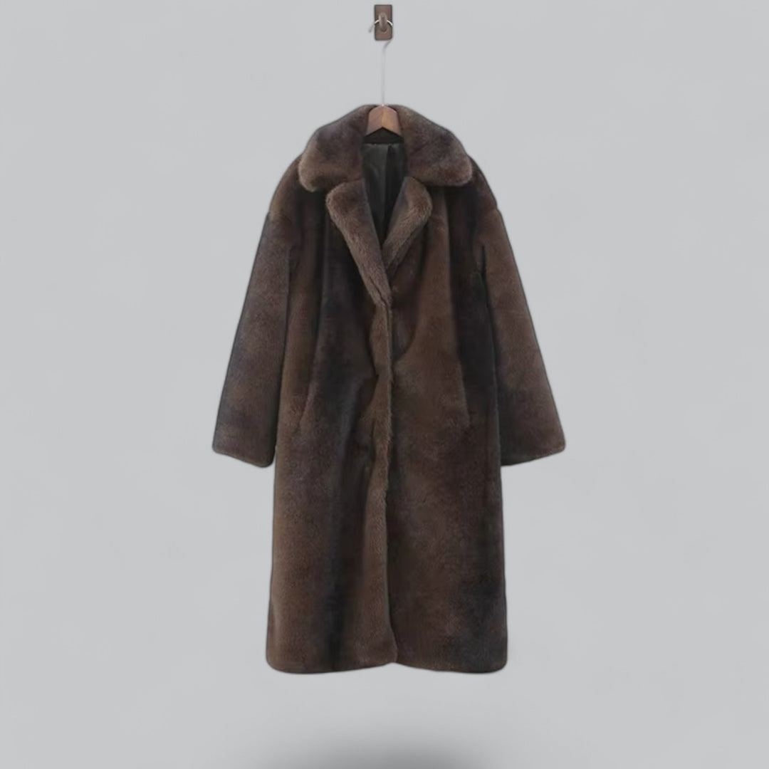 Maison Mary™ | Luxe Dark Brown Faux Fur Coat