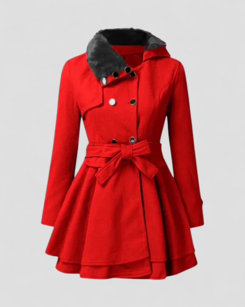 Maison Mary™ | Refined Double-Breasted - Fut Collar Coat