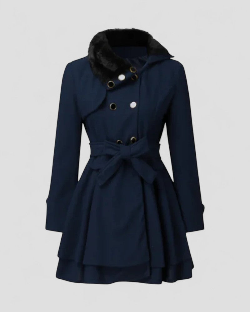 Maison Mary™ | Refined Double-Breasted - Fut Collar Coat