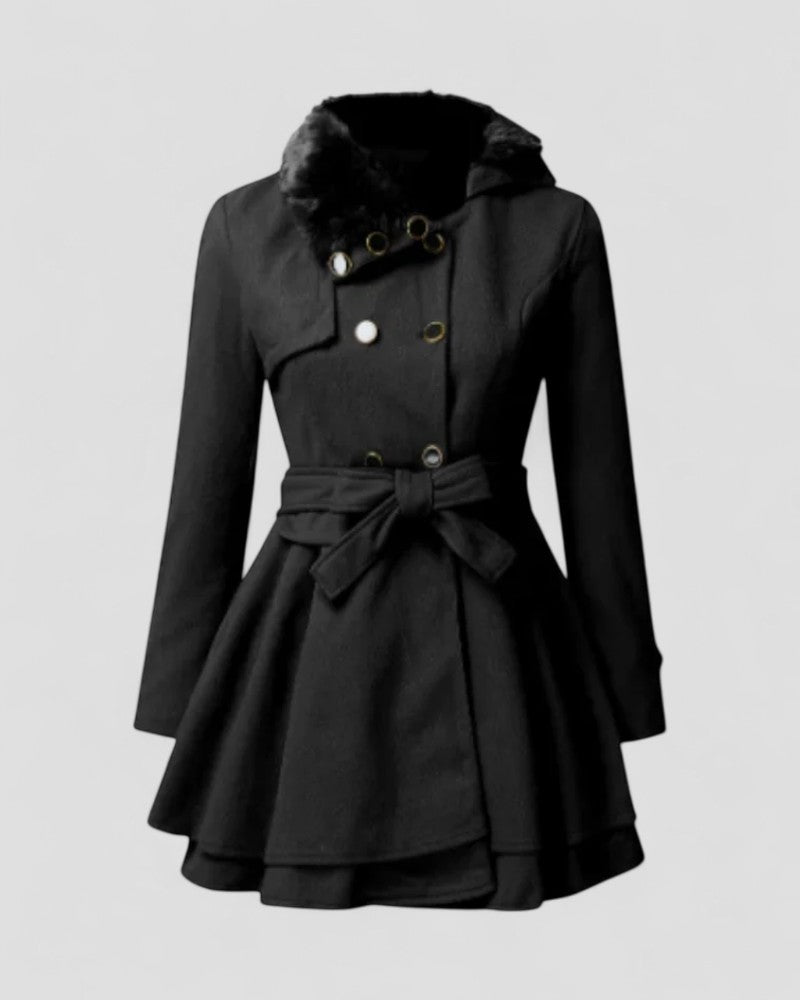 Maison Mary™ | Refined Double-Breasted - Fut Collar Coat