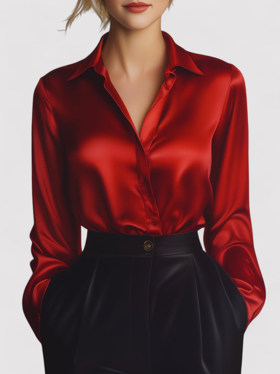 Maison Mary™ | Elegant Satin Long Sleeve Blouse