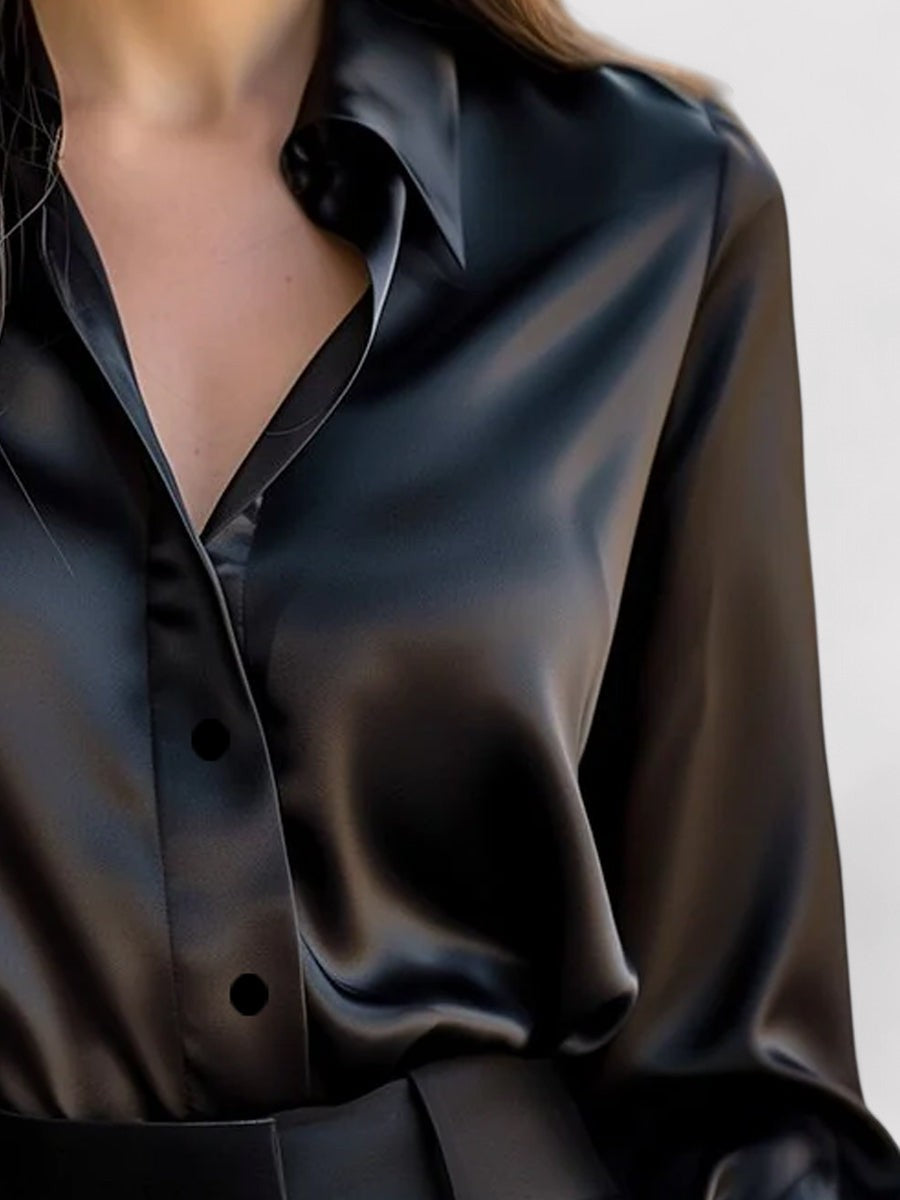 Maison Mary™ | Elegant Satin Long Sleeve Blouse