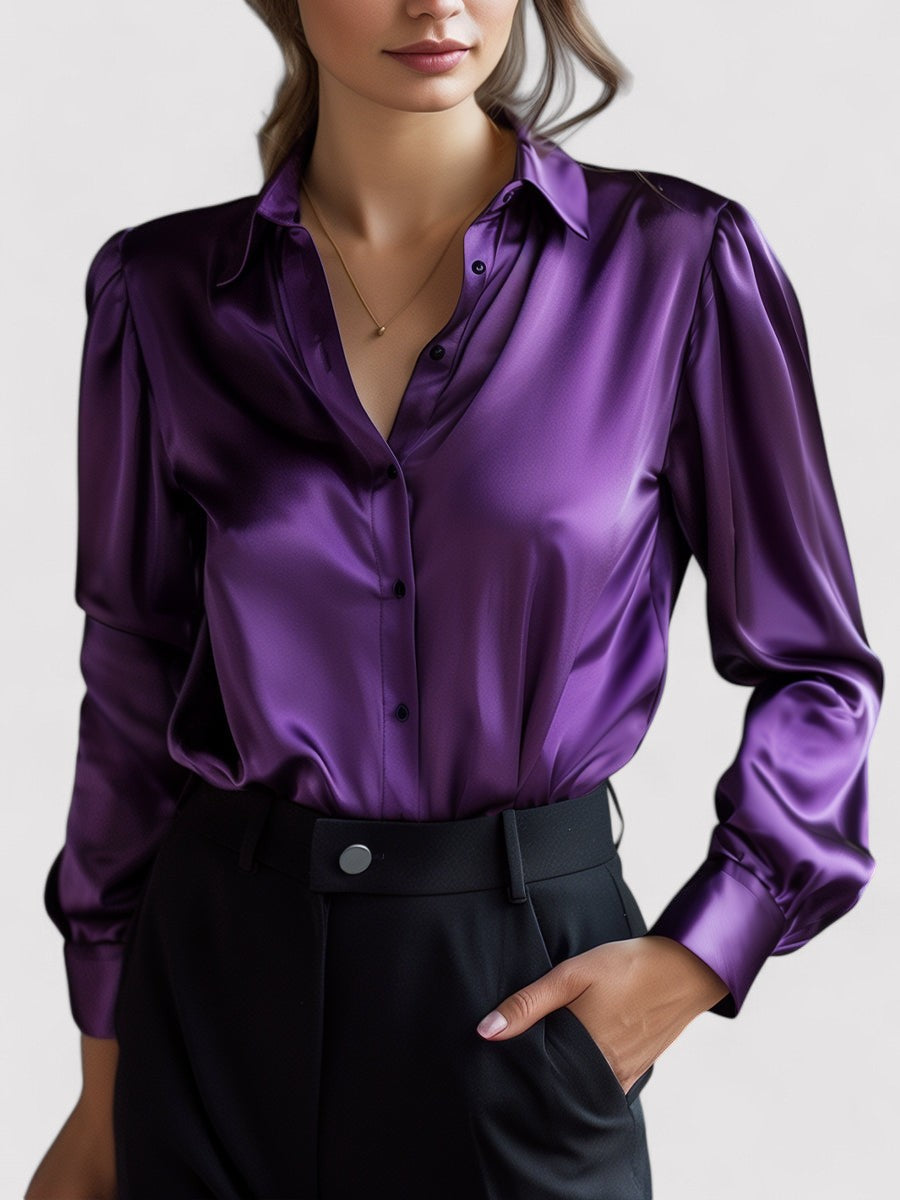 Maison Mary™ | Elegant Satin Long Sleeve Blouse