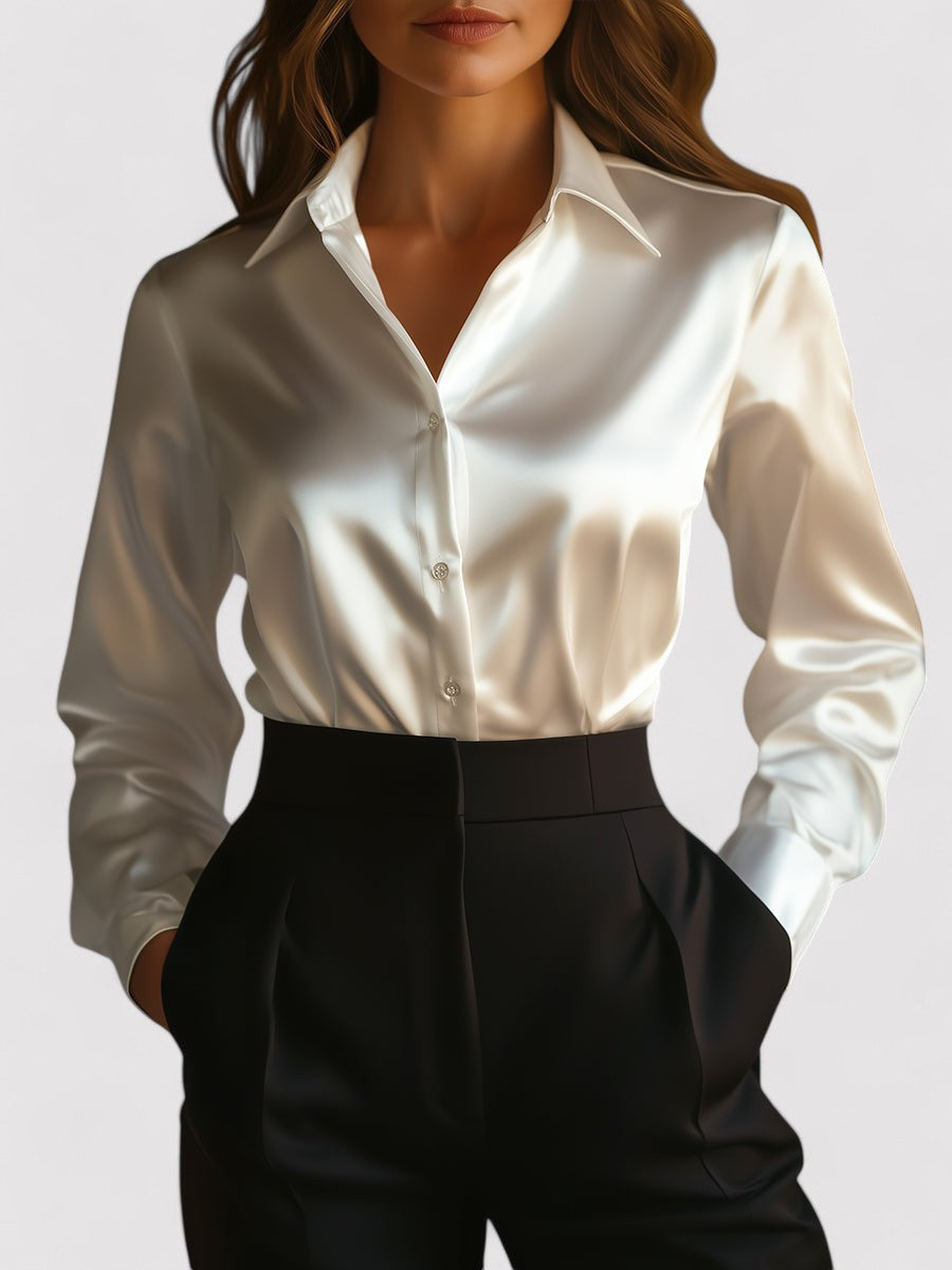 Maison Mary™ | Elegant Satin Long Sleeve Blouse