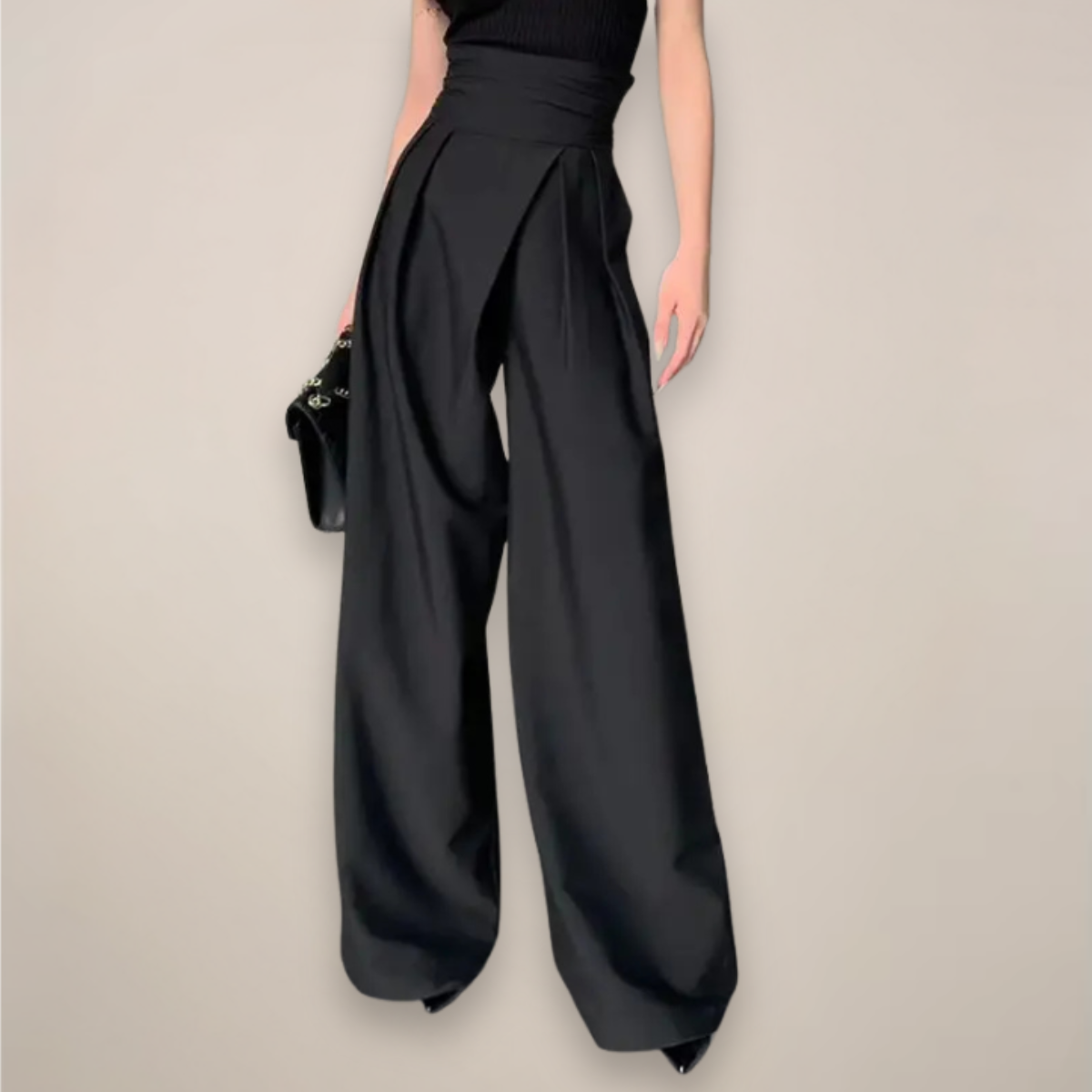Maison Mary™ | Elegant Black High-Waisted Trousers