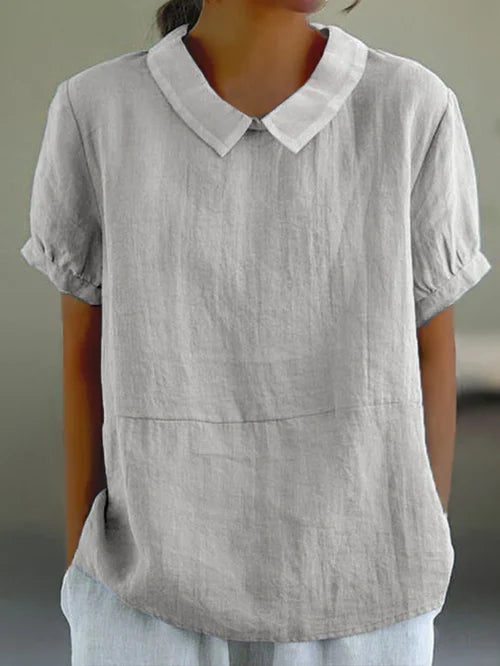 Maison Mary™ | Short Sleeve Linen Blouse