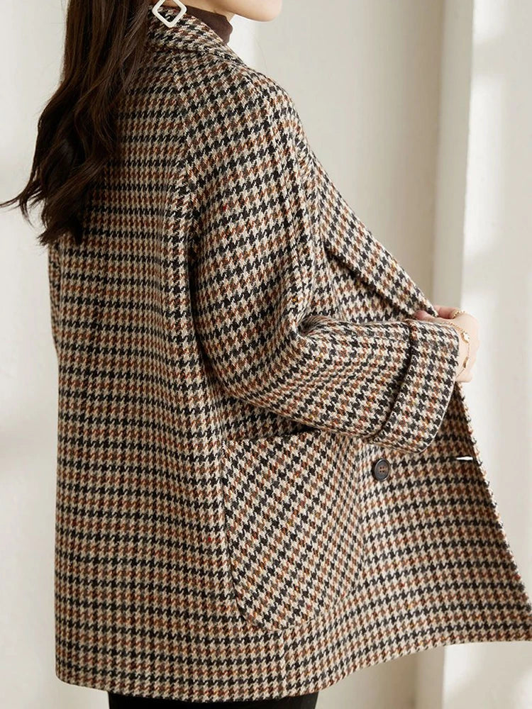 Maison Mary™ | Classic Long Checkered Blazer