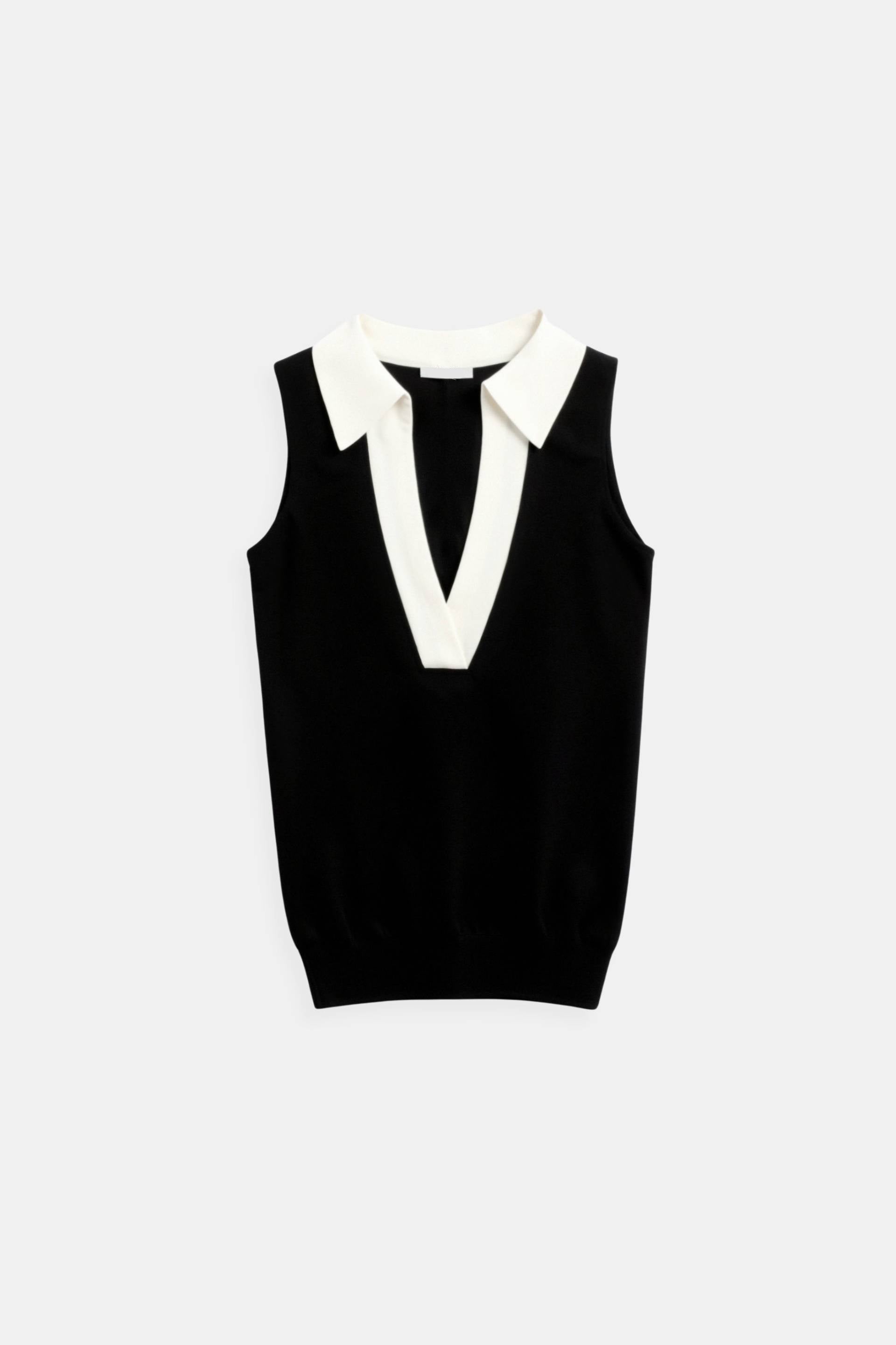 Maison Mary™ | Sleeveless Contrast V-Neck Top