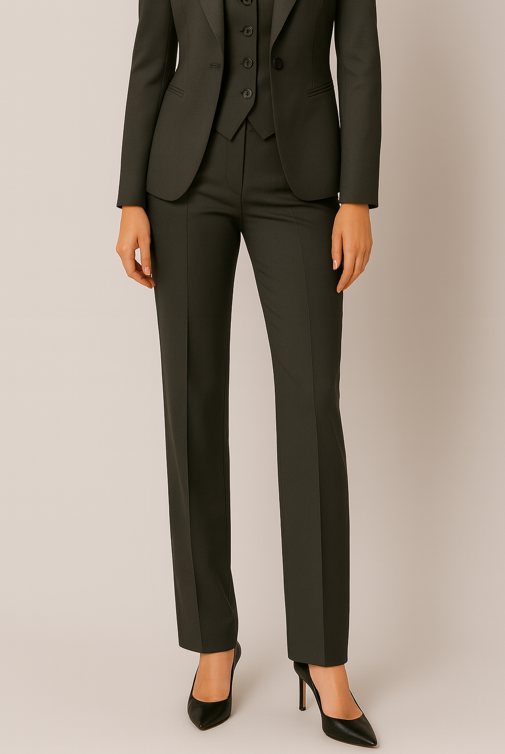 Maison Mary™ | Effortless Black Three-Piece Slim Fit Suit