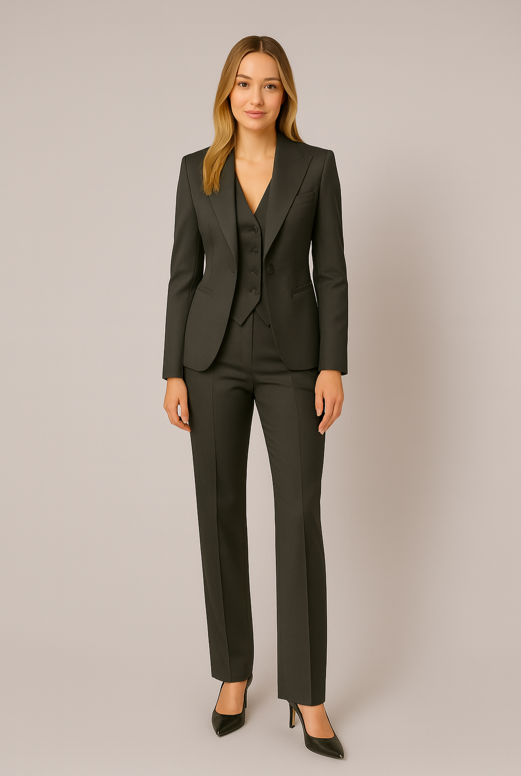 Maison Mary™ | Effortless Black Three-Piece Slim Fit Suit
