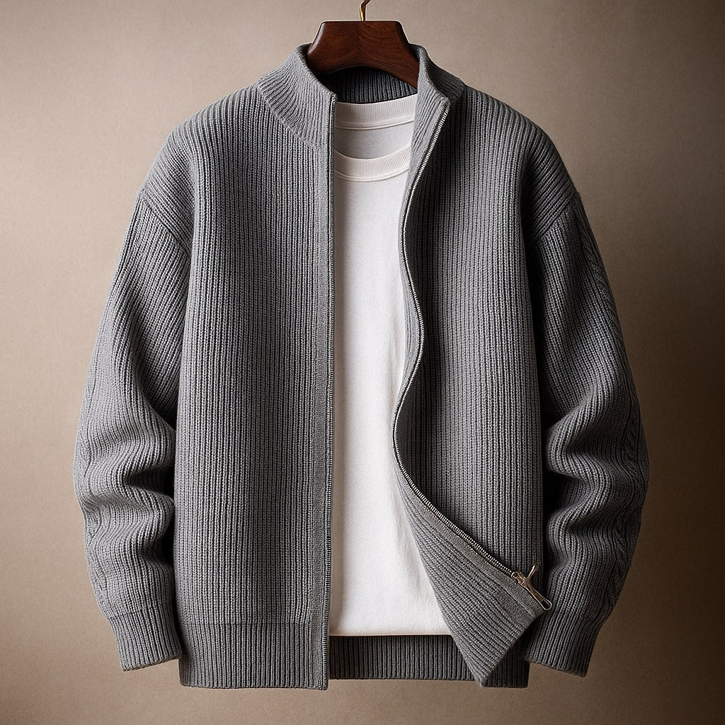 Marcello Ribbed Zip Cardigan