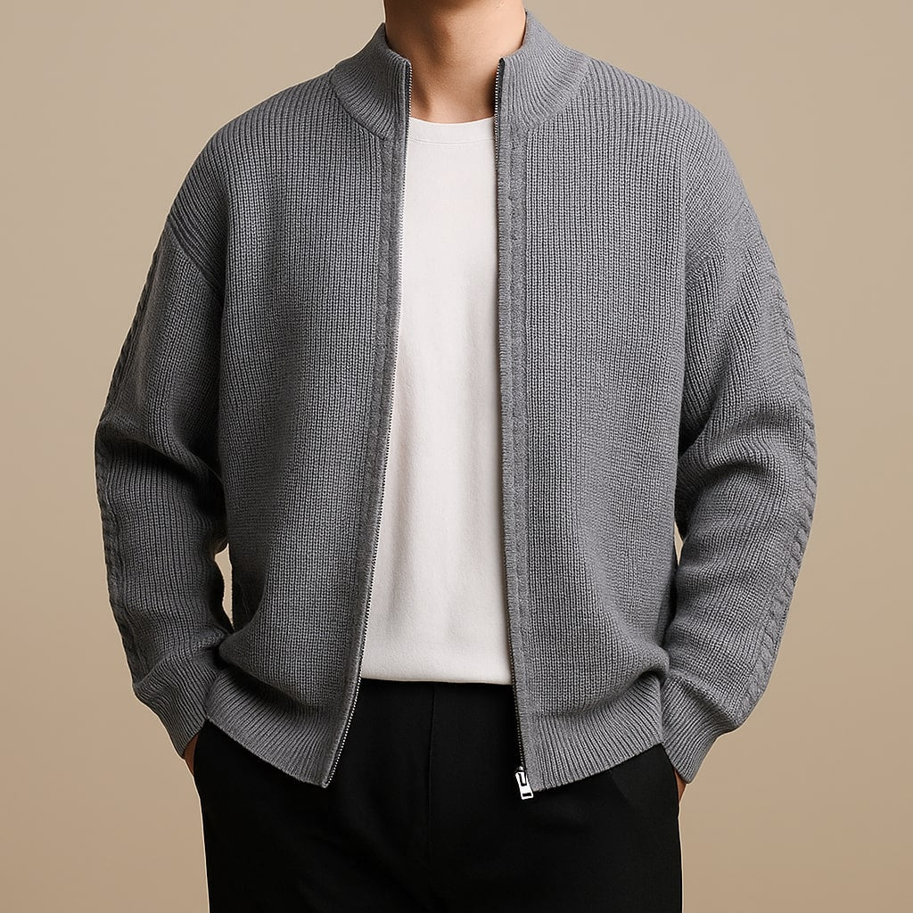 Marcello Ribbed Zip Cardigan