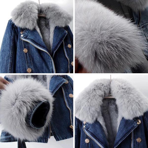 Diana | Luxe Lined Fox Fur Denim Coat