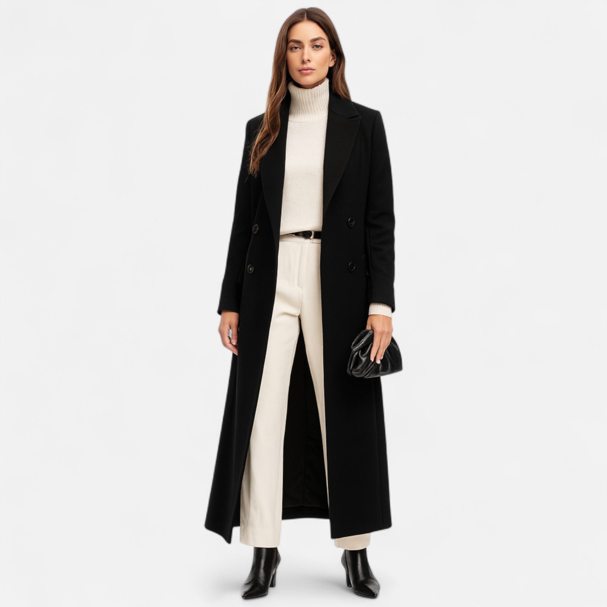 Maison Mary™ | Trendy Black Maxi Overcoat