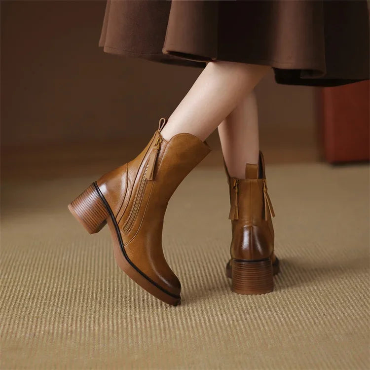 Maison Mary™ | Everyday Block Heel Zip Boots