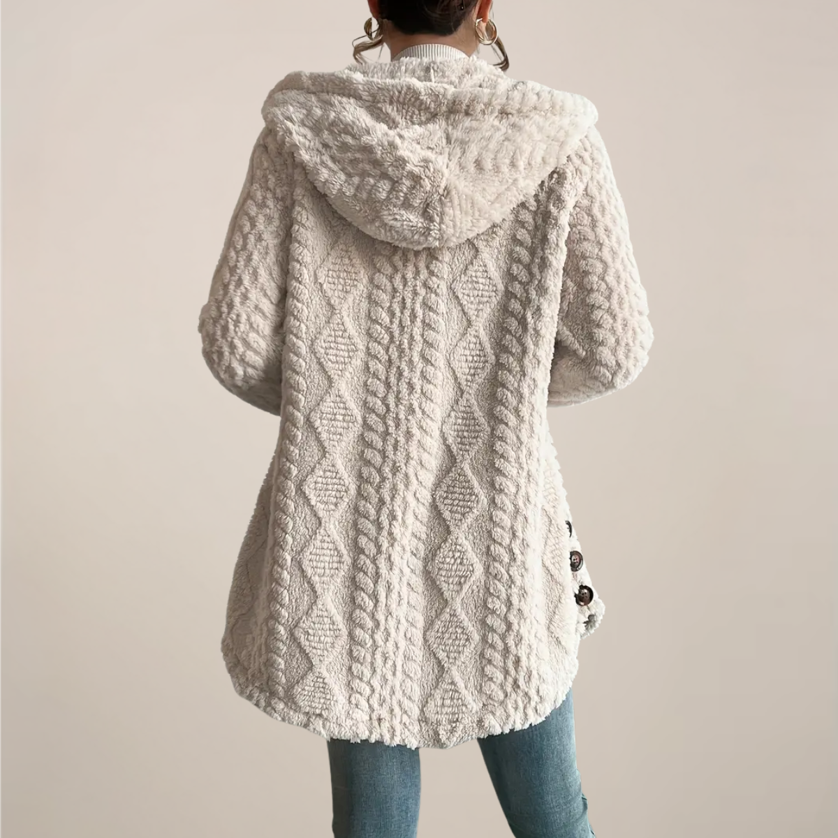 Maison Mary™ | Warm Hooded Jacquard Plush Coat