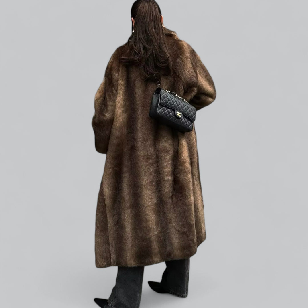 Maison Mary™ | Luxe Dark Brown Faux Fur Coat