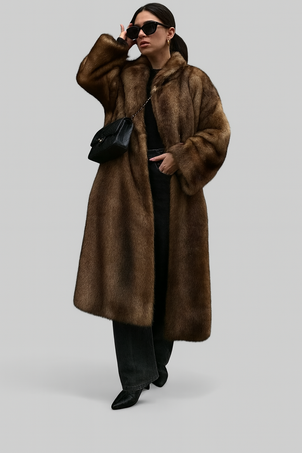 Maison Mary™ | Luxe Dark Brown Faux Fur Coat