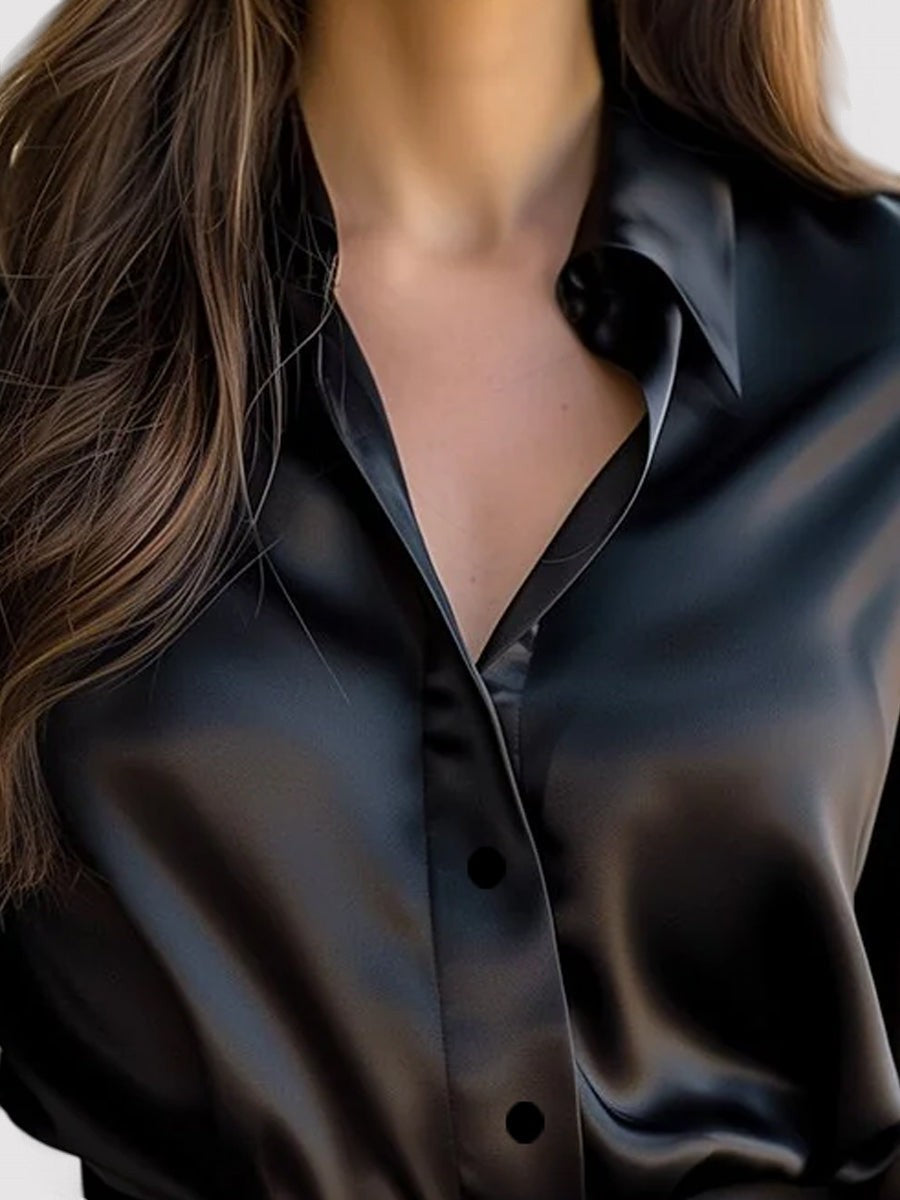 Maison Mary™ | Elegant Satin Long Sleeve Blouse