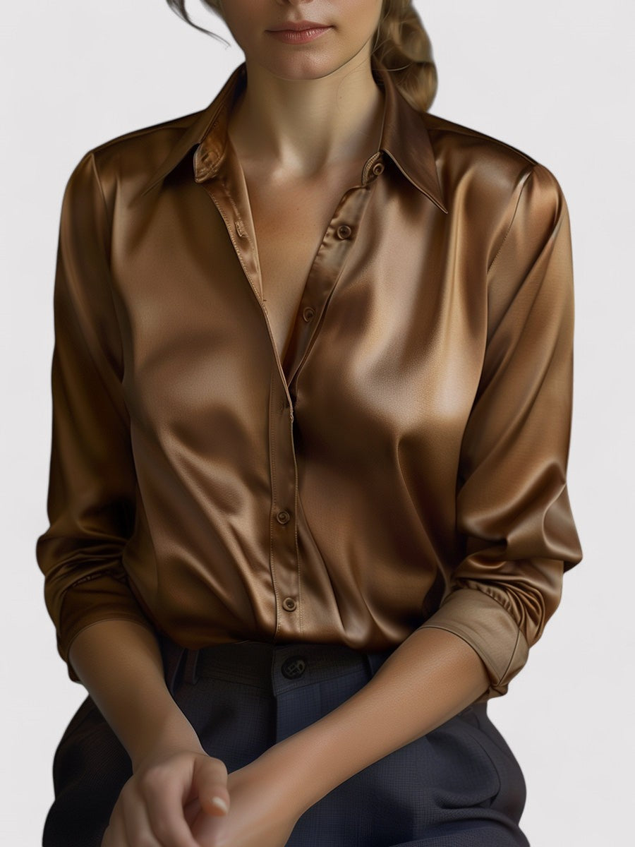 Maison Mary™ | Elegant Satin Long Sleeve Blouse