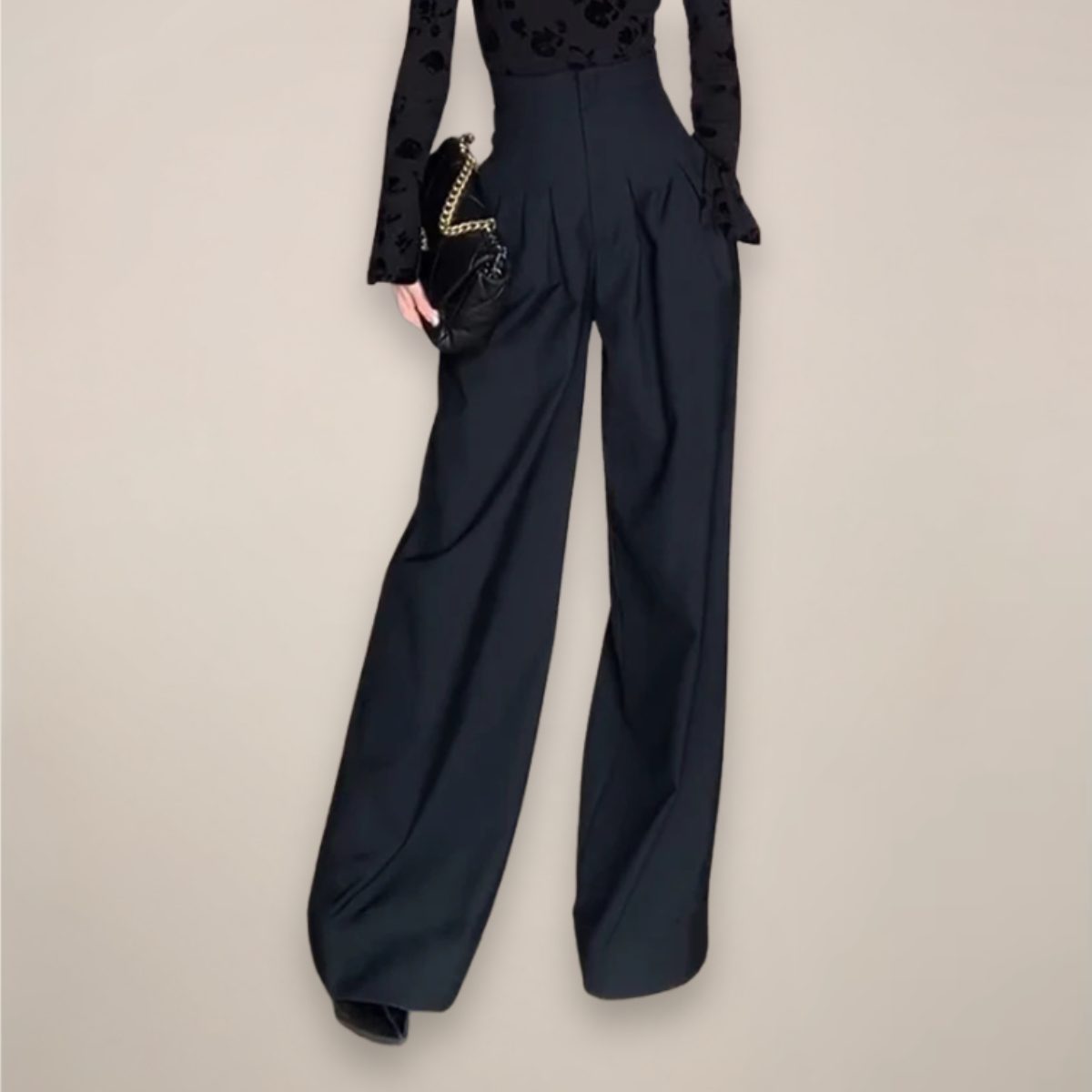 Maison Mary™ | Elegant Black High-Waisted Trousers