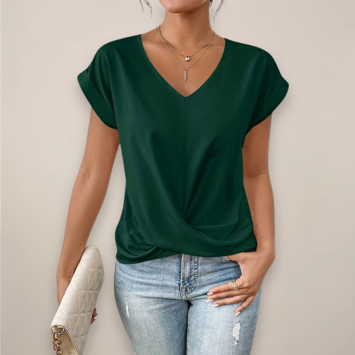 Maison Mary™ | Casual Short Sleeve Twist V-Neck Top
