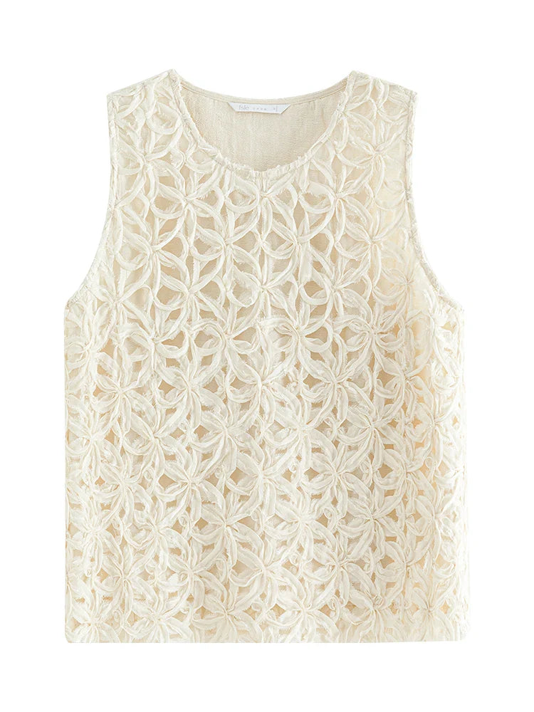 Maison Mary™ | Sleeveless Top – French Style Embroidery