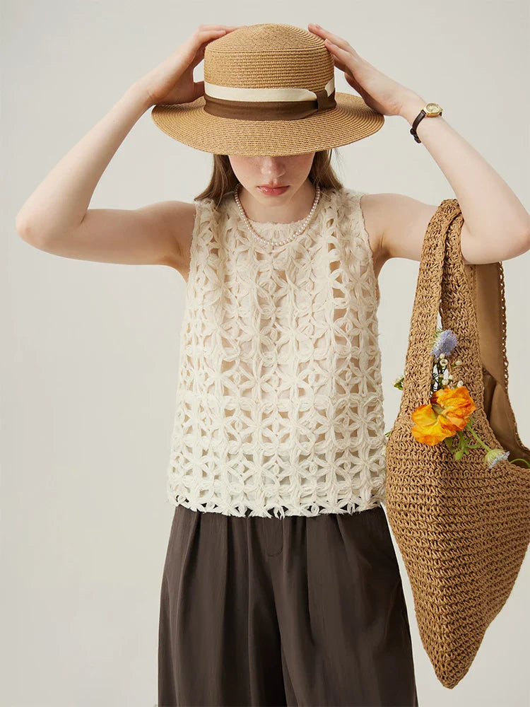 Maison Mary™ | Sleeveless Top – French Style Embroidery