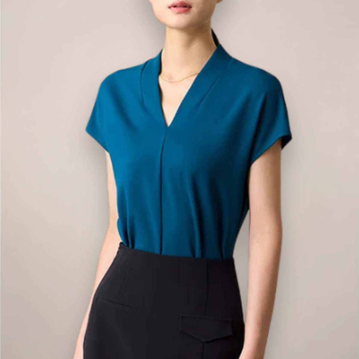 Maison Mary™ | Luxe Minimalist V-Neck Blouse