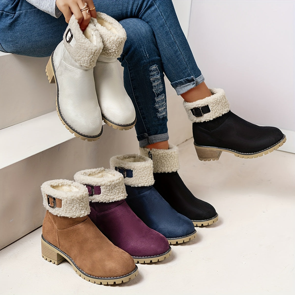 Maison Mary™ | Lynn Warm Fleece-Lined Ankle Boots