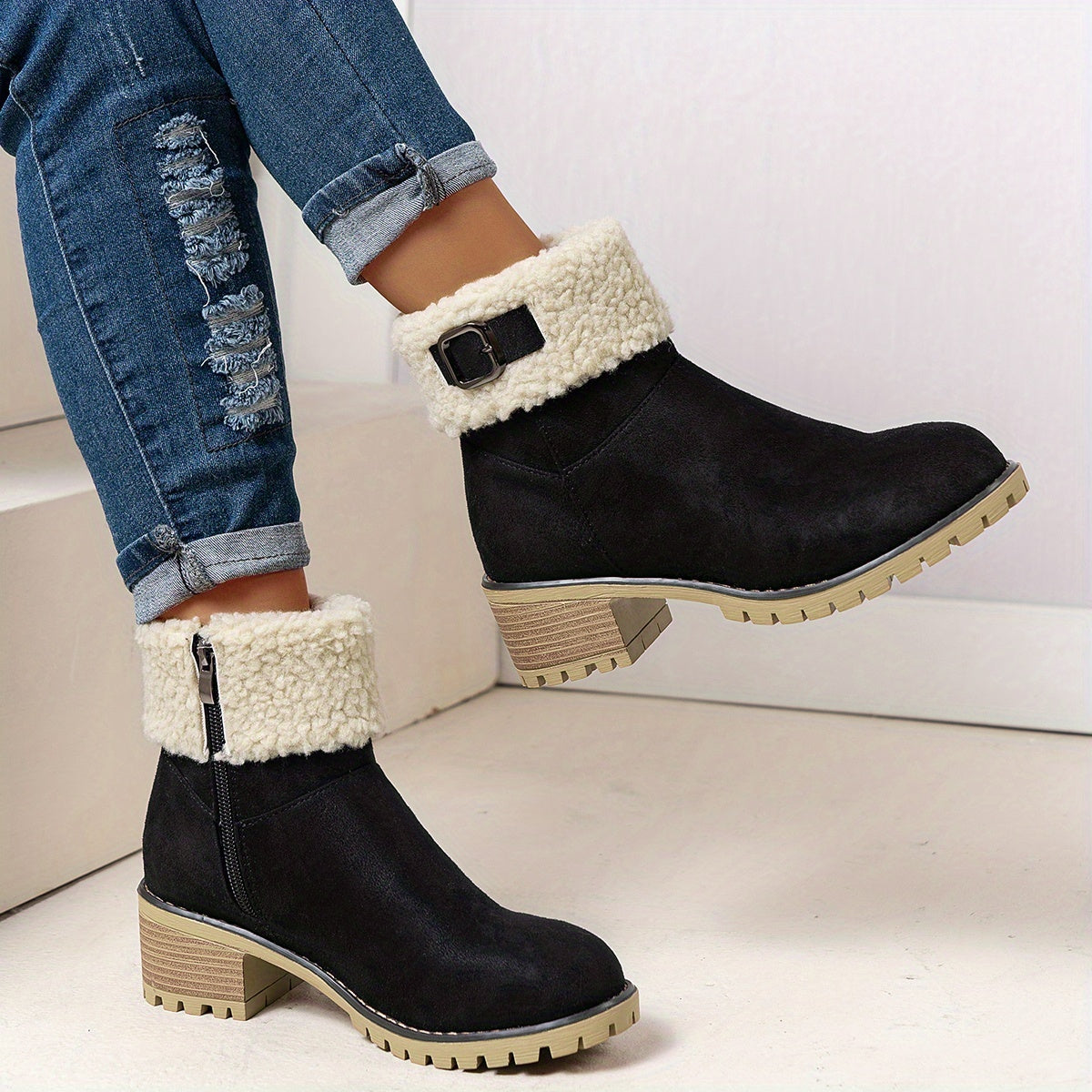 Maison Mary™ | Lynn Warm Fleece-Lined Ankle Boots